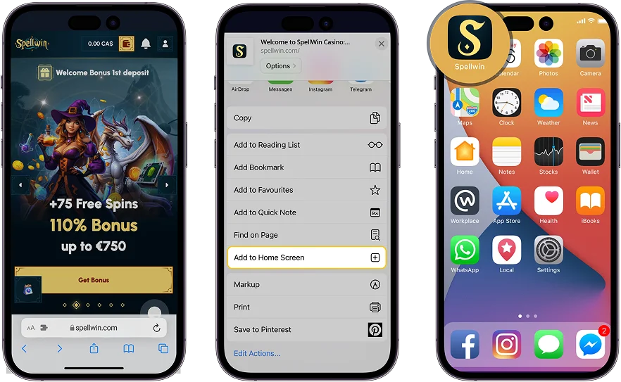 SpellWin casinò versione mobile